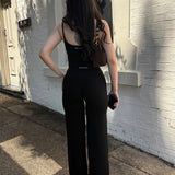 SLIM STRAIGHT LEG PANTS- BLACK