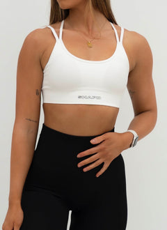 Cross Over Sports Bra - White - SHAPD OFFICIAL