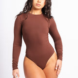 SLEEK SCULPT LONG SLEEVE BODYSUIT - COCOA