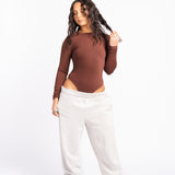 SLEEK SCULPT LONG SLEEVE BODYSUIT - COCOA