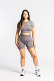 Shape Me Fitted Crop - Light Grey