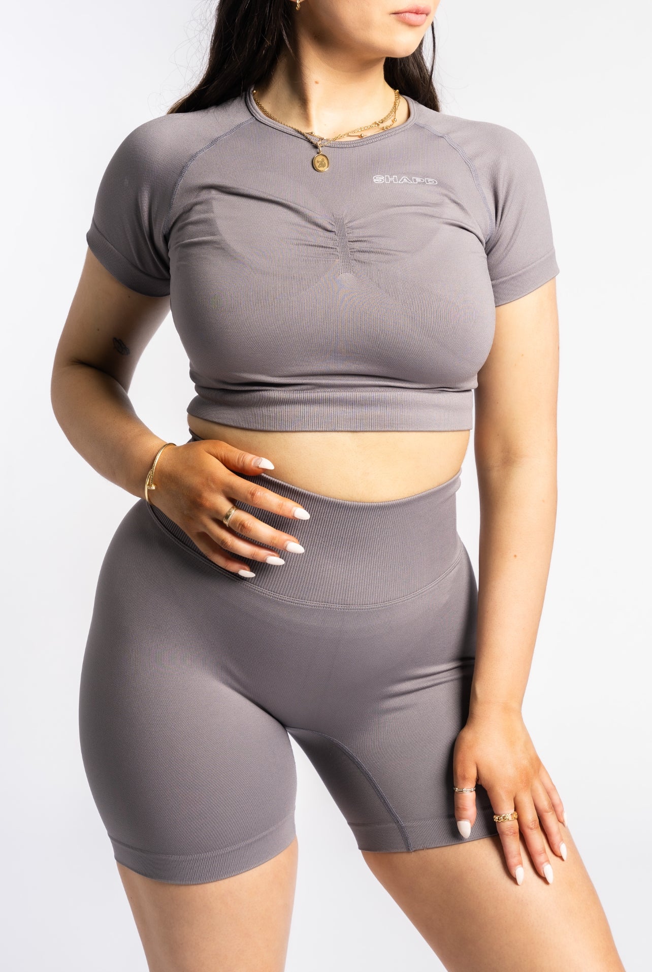 Light Grey Shape Me Fitted Crop - SHAPD OFFICIAL