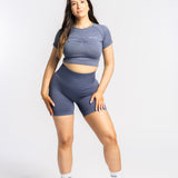SHAPE ME FITTED CROP - BLUE STEEL