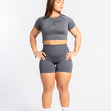 SHAPE ME FITTED CROP - SLATE