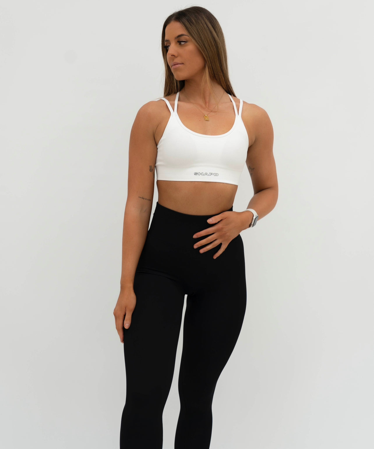 Cross Over Sports Bra - White - SHAPD OFFICIAL