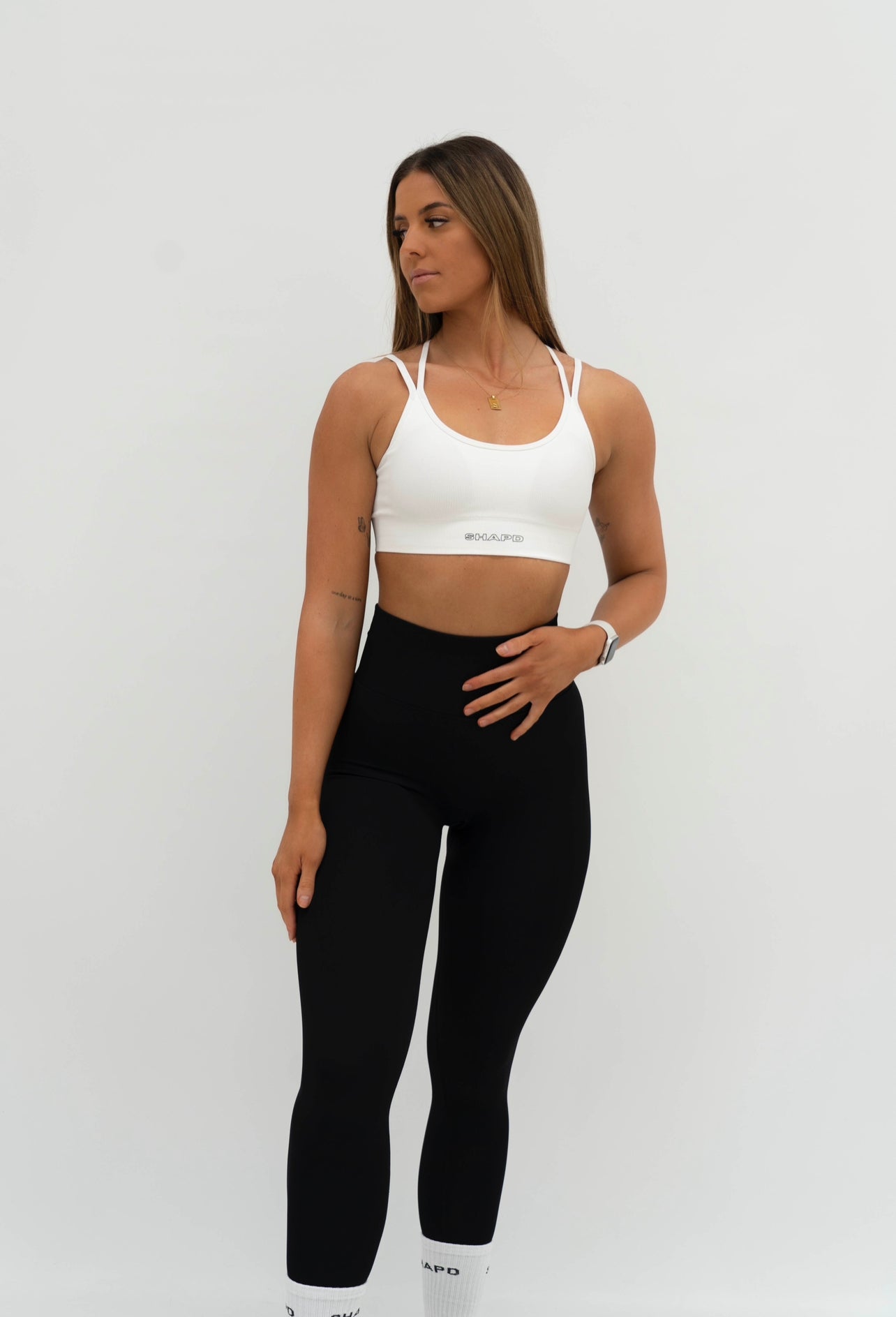 Cross Over Sports Bra - White - SHAPD OFFICIAL