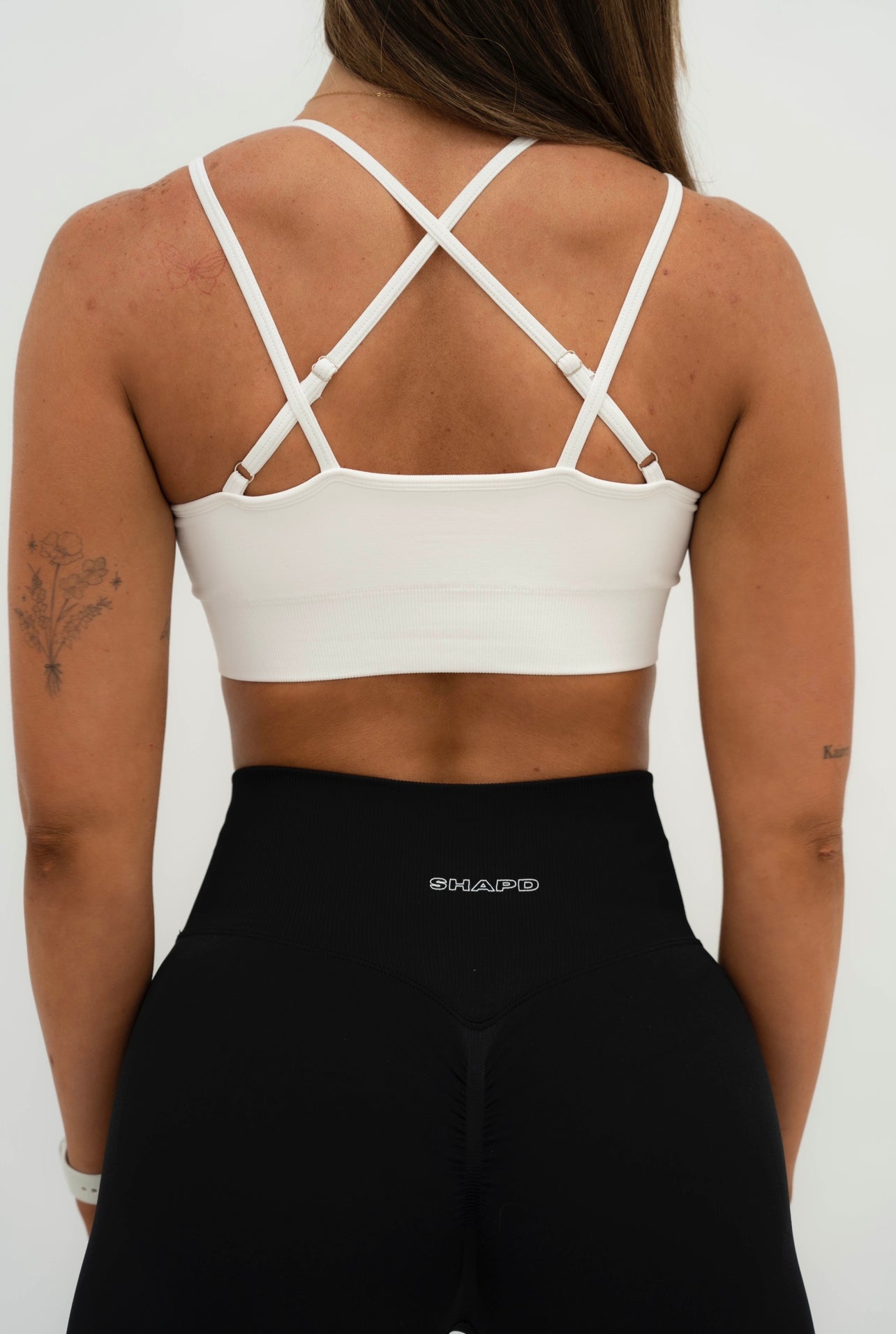 Cross Over Sports Bra - White - SHAPD OFFICIAL