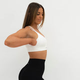 Cross Over Sports Bra - White - SHAPD OFFICIAL
